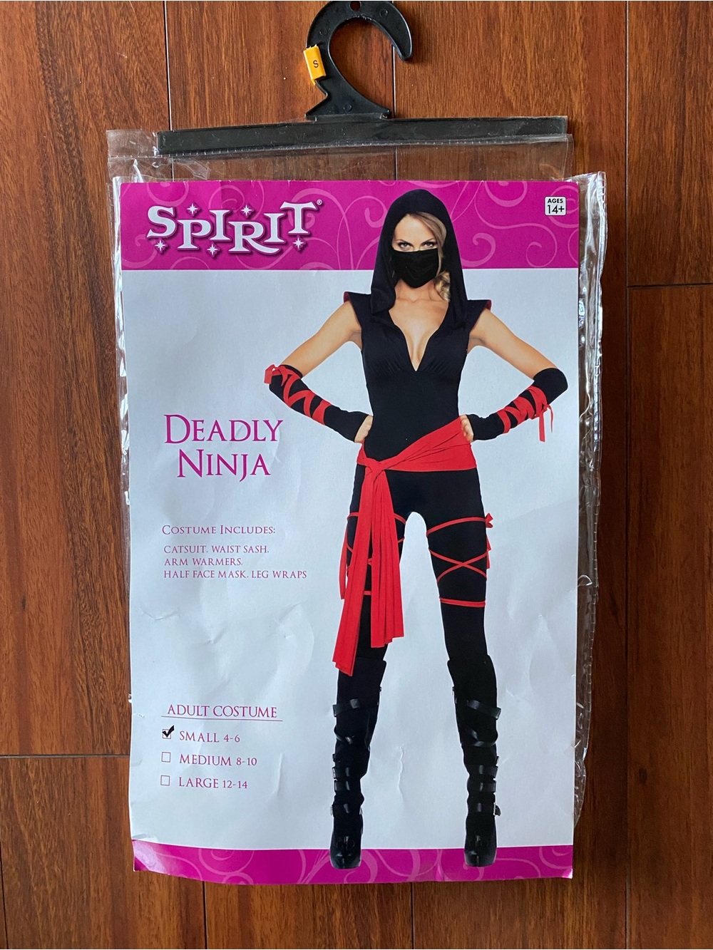 Spirit Black & Red Ninja Costume size S